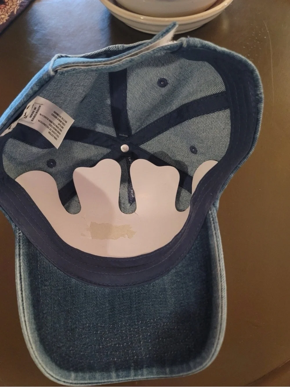 PARKE Denim Baseball Cap in Blue with Red Embroidery